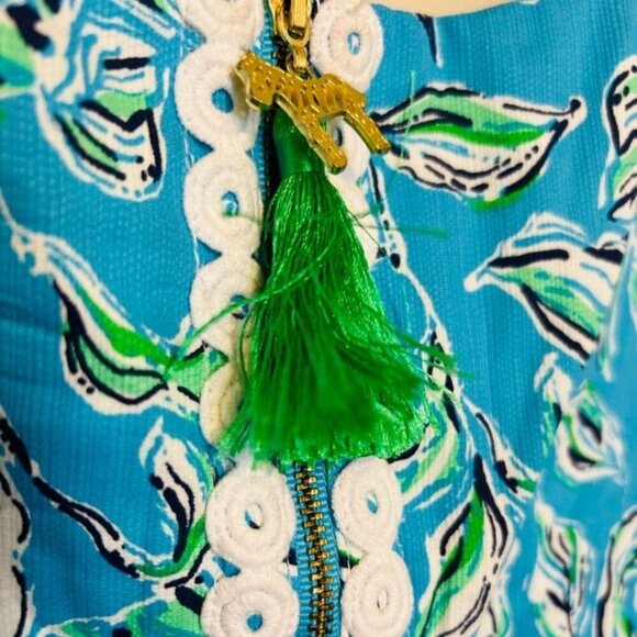 Lilly Pulitzer Turquoise Oasis Outta Line Engineered white Lace Shift dress Sz 8 - Picture 7 of 12